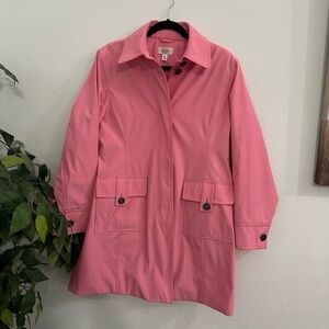 Talbots rain trench coat beautiful pink chic Sz 12 ☔️ 🌧️ upgrade your look